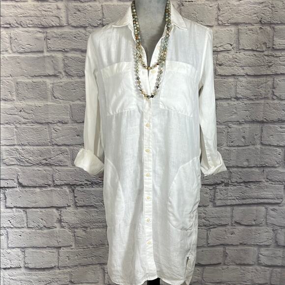 Gap White Linen Button-Up Shirt Dress - Picture 1 of 10